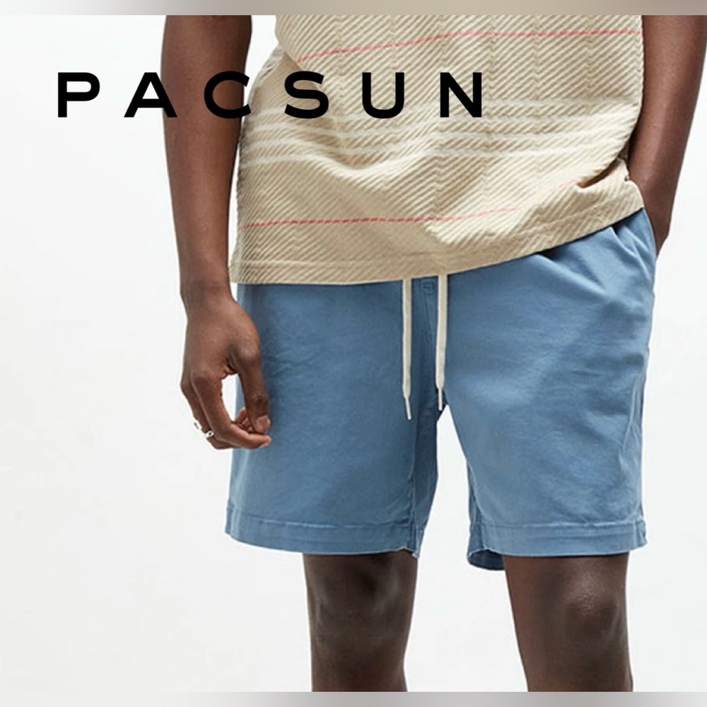 PACSUN Men's Blue Twill Volley Shorts | Size: Small 💙